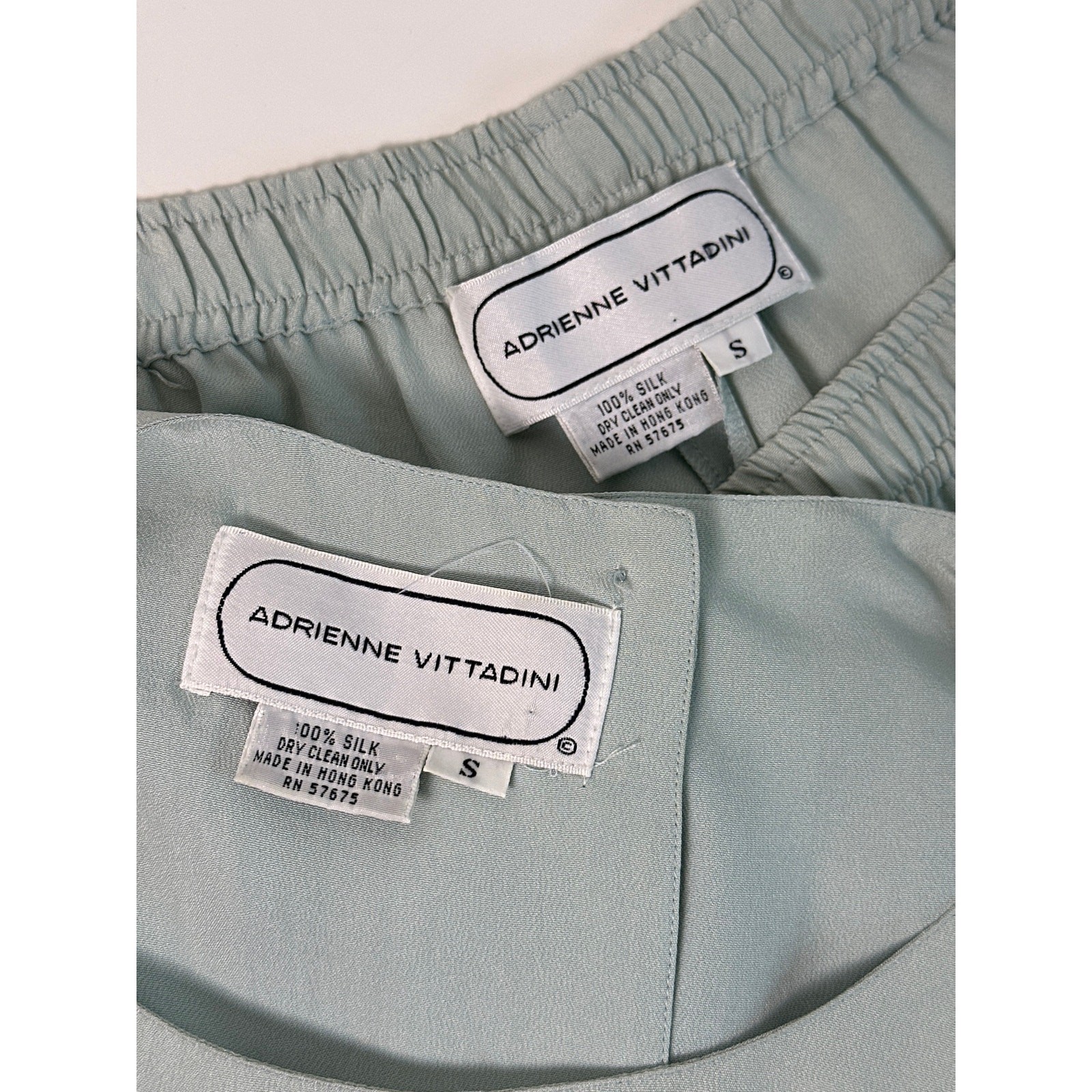Vtg Adrienne Vittadini 100% Silk 2-Piece Tank & Shorts Set Seafoam | Sz S/M/L
