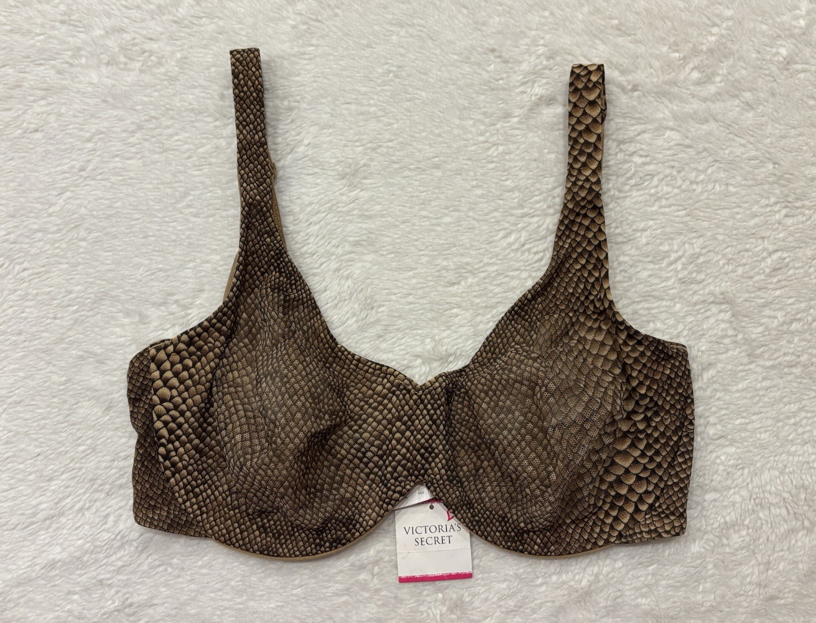 NWT Vintage Y2K 2005 Victoria’s Secret Bra 36D Snakeskin Sheer Mesh Deadstock