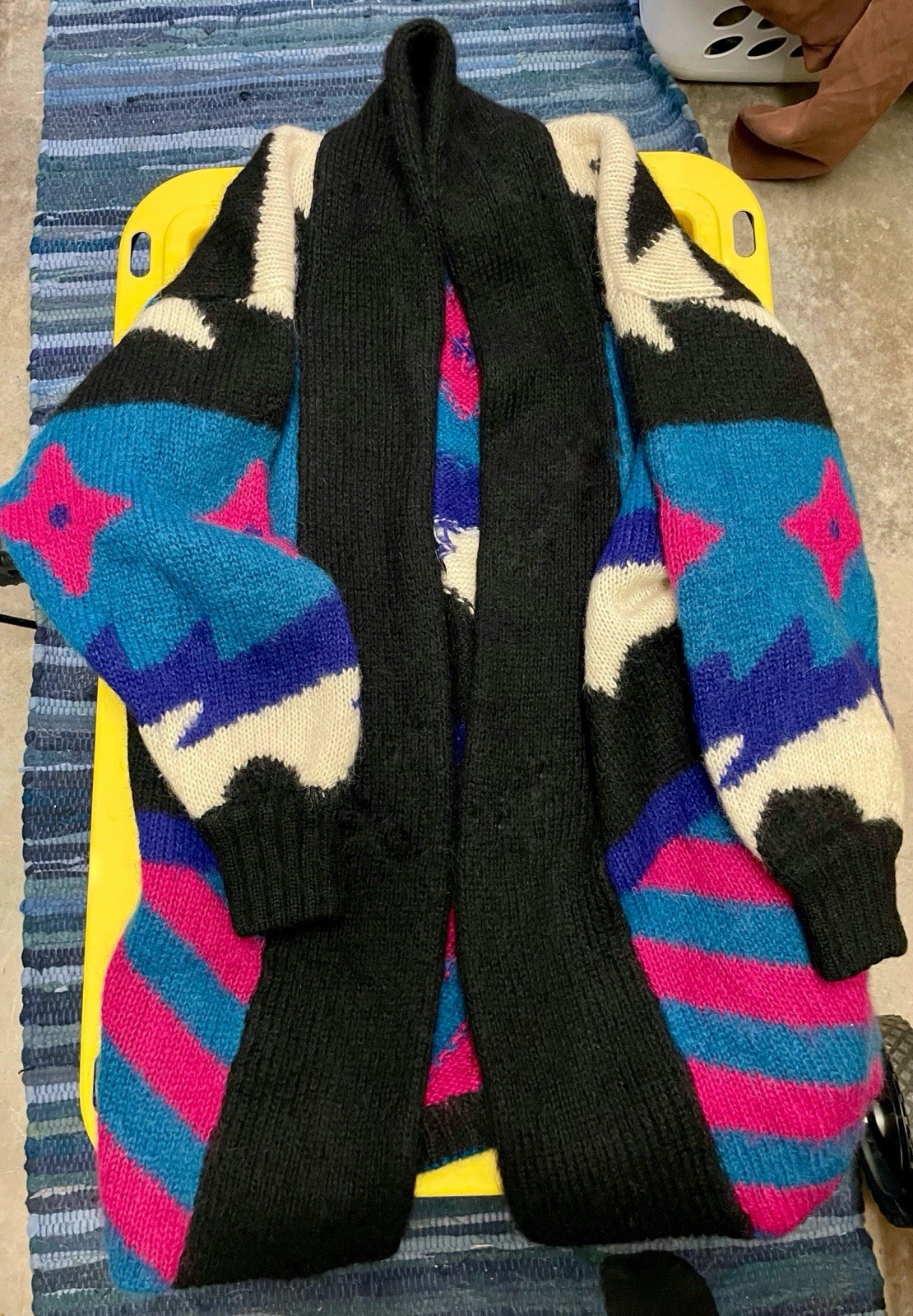 Fun Vintage 1980s-90s Carlisle Couture Wool Mohair Knit Sweater Cardigan POCKETS