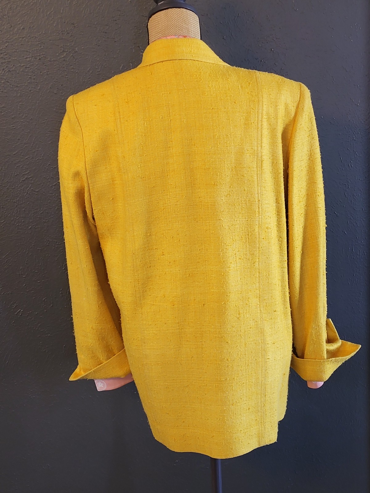 Ciao Sport Ltd. Vintage Yellow Silk Open Blazer Size 12