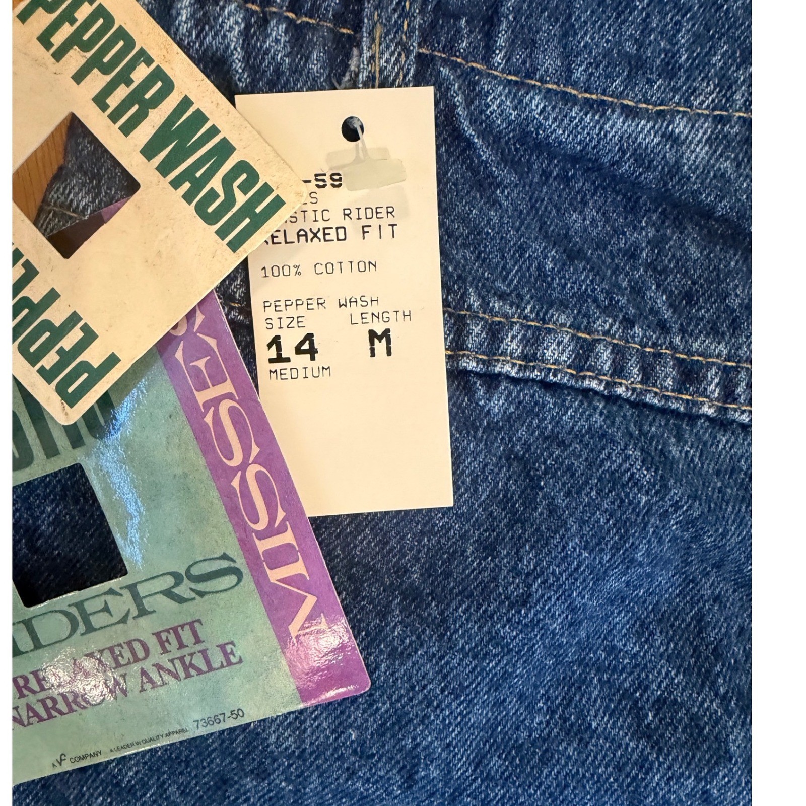 Vtg 90s NWT Lee Riders High Waisted Jeans Pepper Wash Elastic Waist USA Mom 14M
