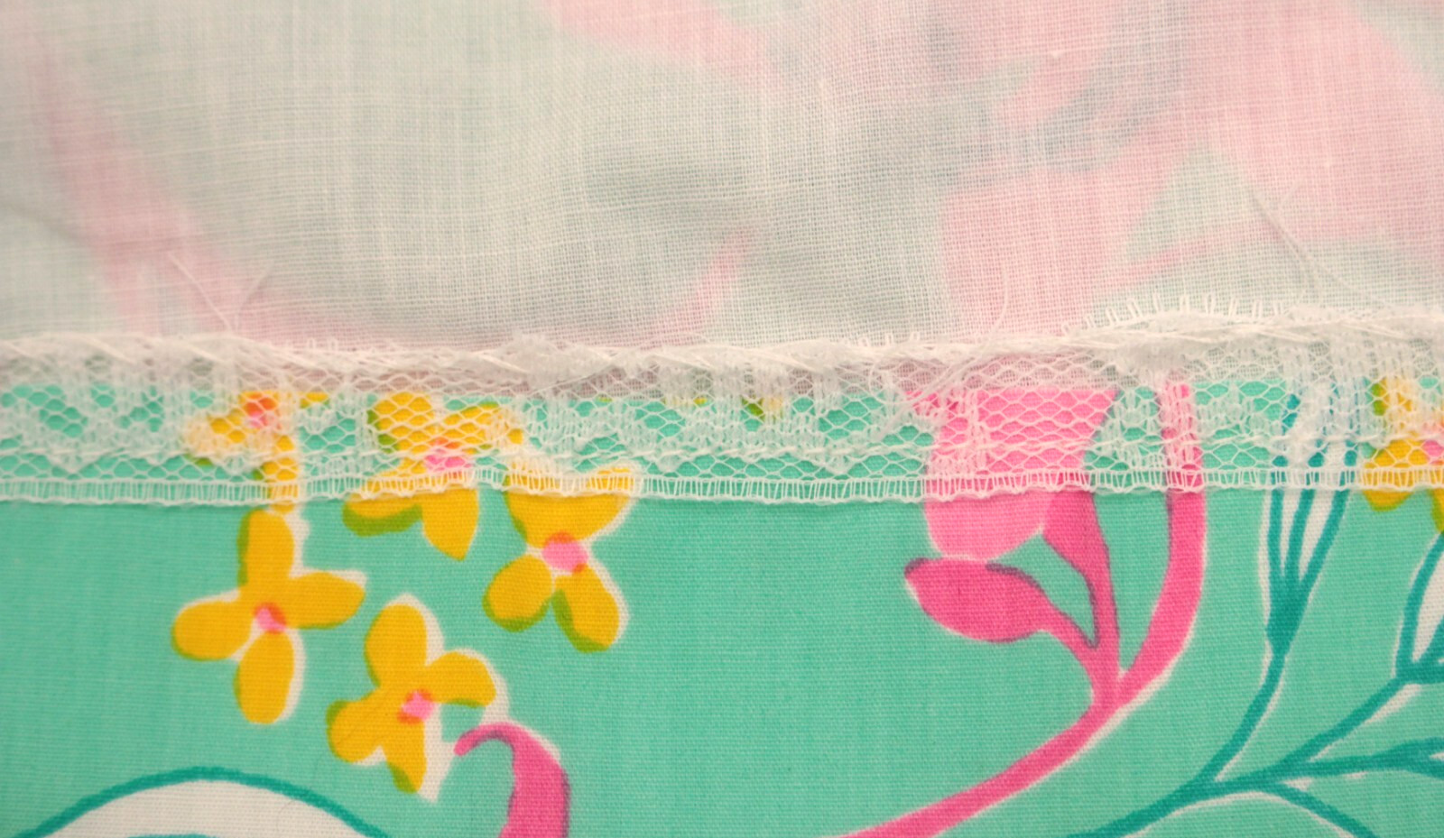 VTG Women’s 60s Teal & Pink Bow Trim Floral Print Lilly Pulitzer Skirt M/L 1960s