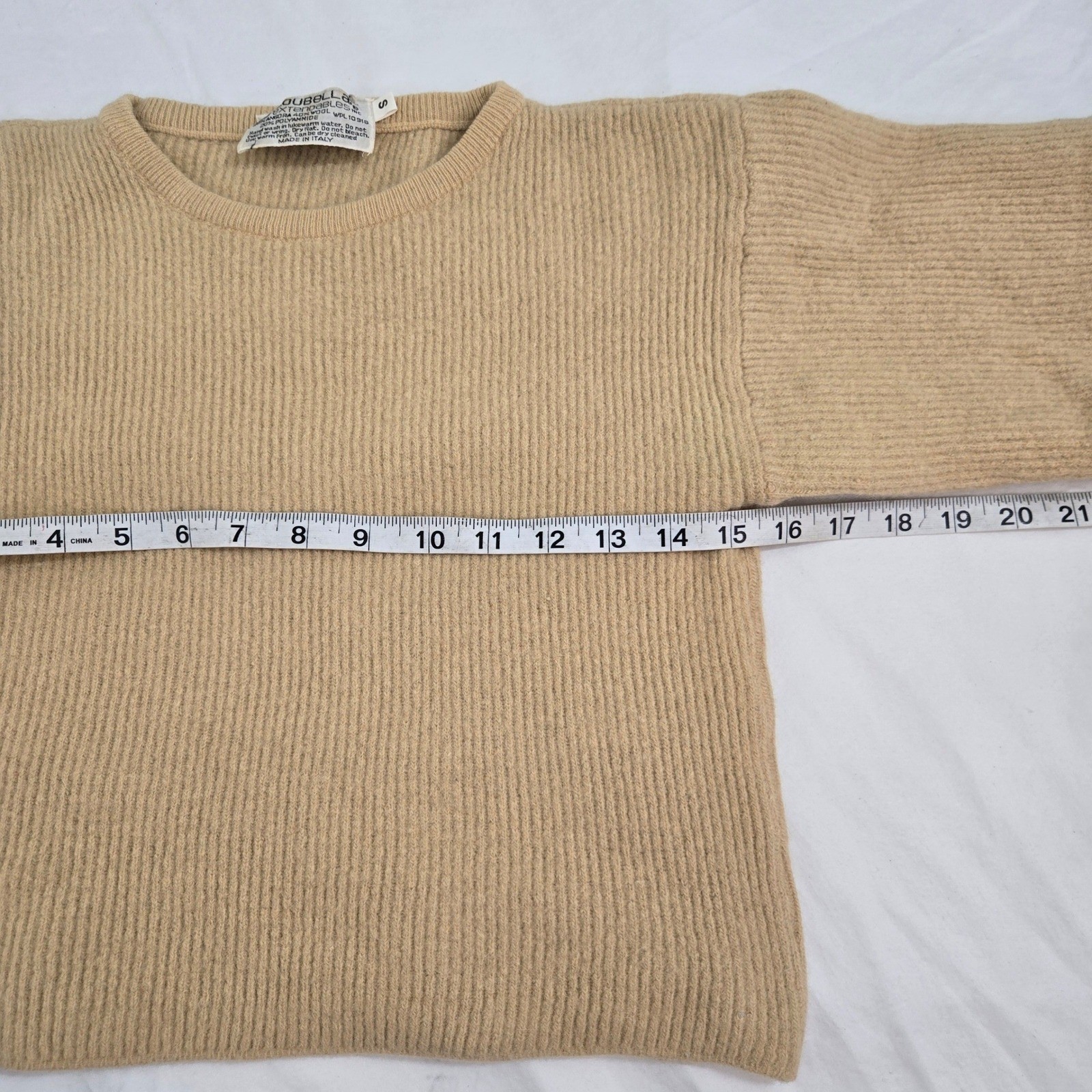 Vintage Loubella Made in Italy Angora Wool Blend Ribbed Sweater Short Sleeve S