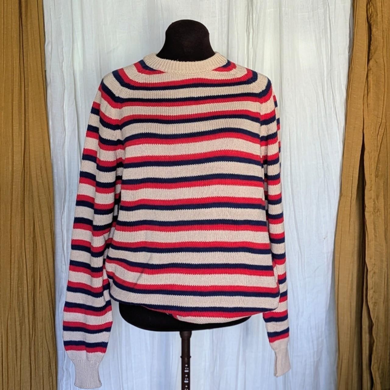 VTG 80s Lands End 100% Cotton Striped Raglan Sailing Sweater Unisex – see notes