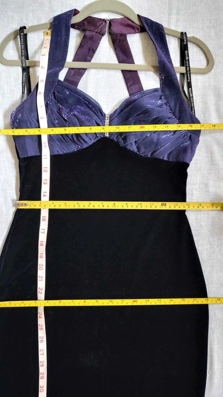 Glam Vtg Blondie & Me Evening Indigo Party Evening Maxi Dress 9/10 Velvet Body