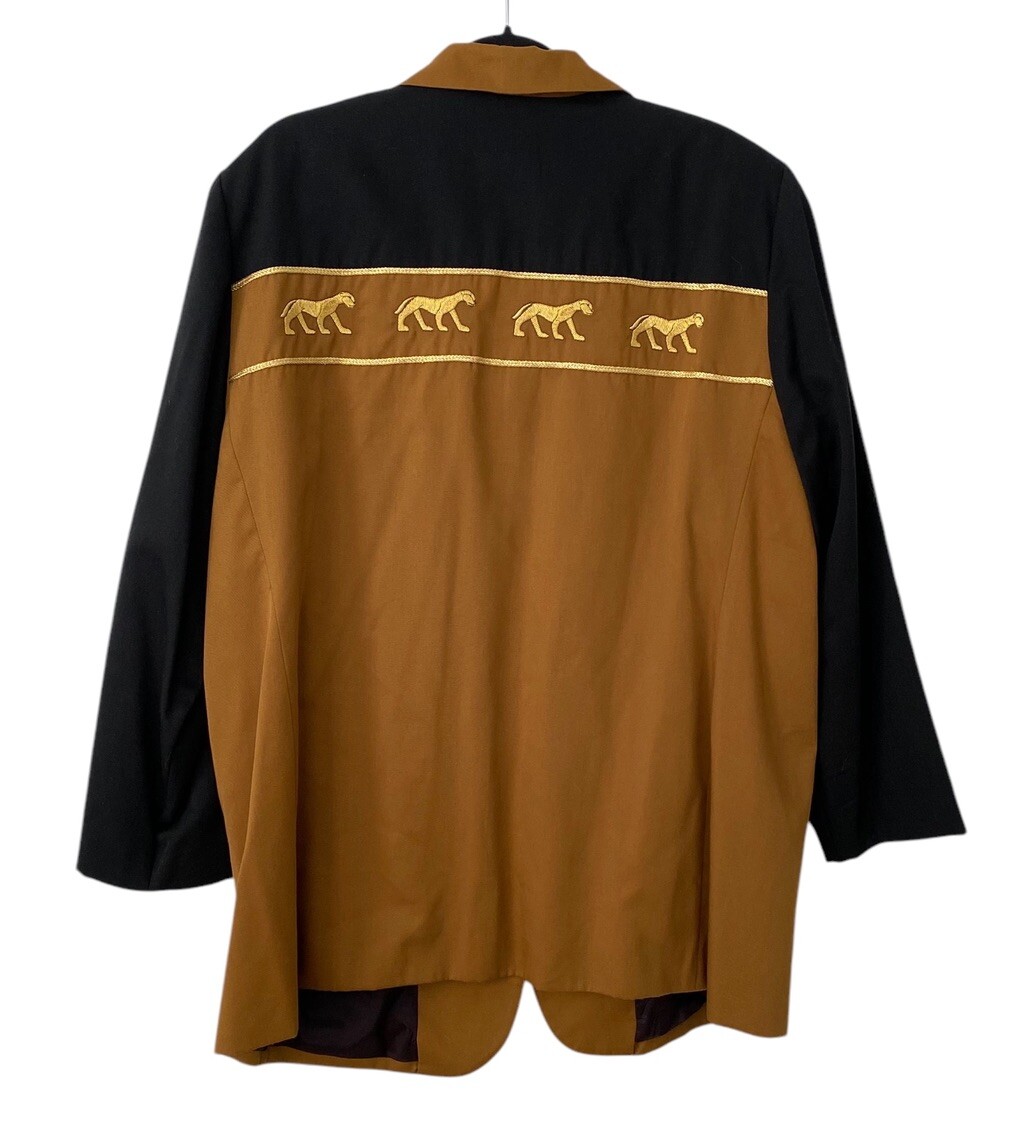 Vintage Stephanie Queller Colorblock Brown Gold Black Jaguar Blazer 18W NWT VTG