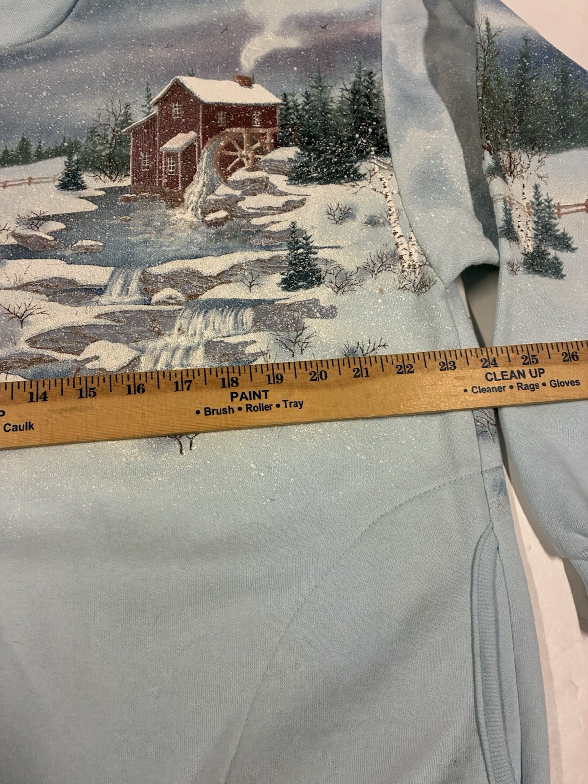 Vtg Winter Scene Graphic Sweatshirt Jacket Women’s Med Grandmacore Button (XL!)