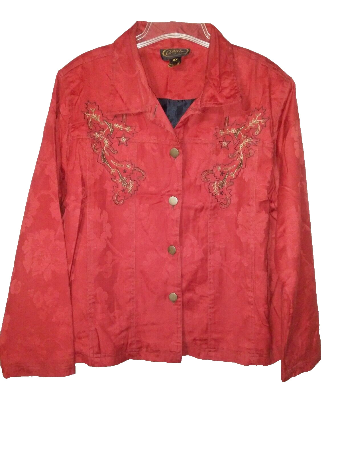 Alex Kim Embroidered Floral Print 2X Jacket