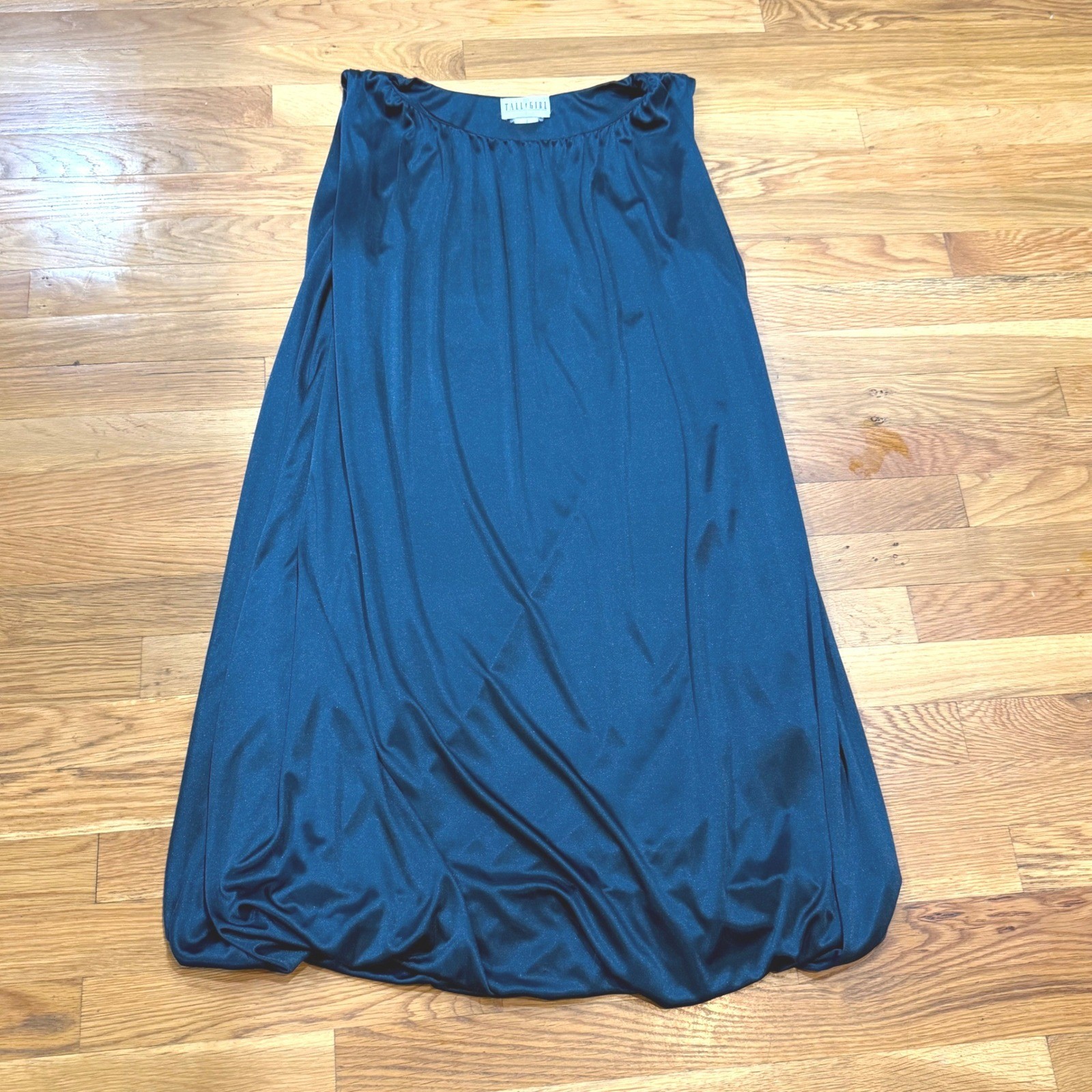 Vintage Tall Girl Blue Green Shimmer Bubble Hem Maxi Dress Sleeveless Oversized