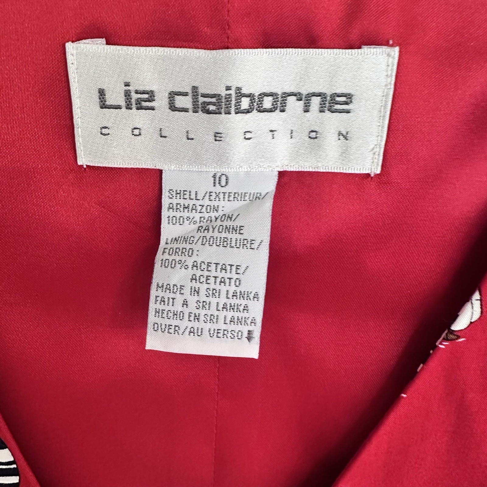 1990’s Liz Claiborne Womens Vest Red with Sail Boat print Collection Size 10