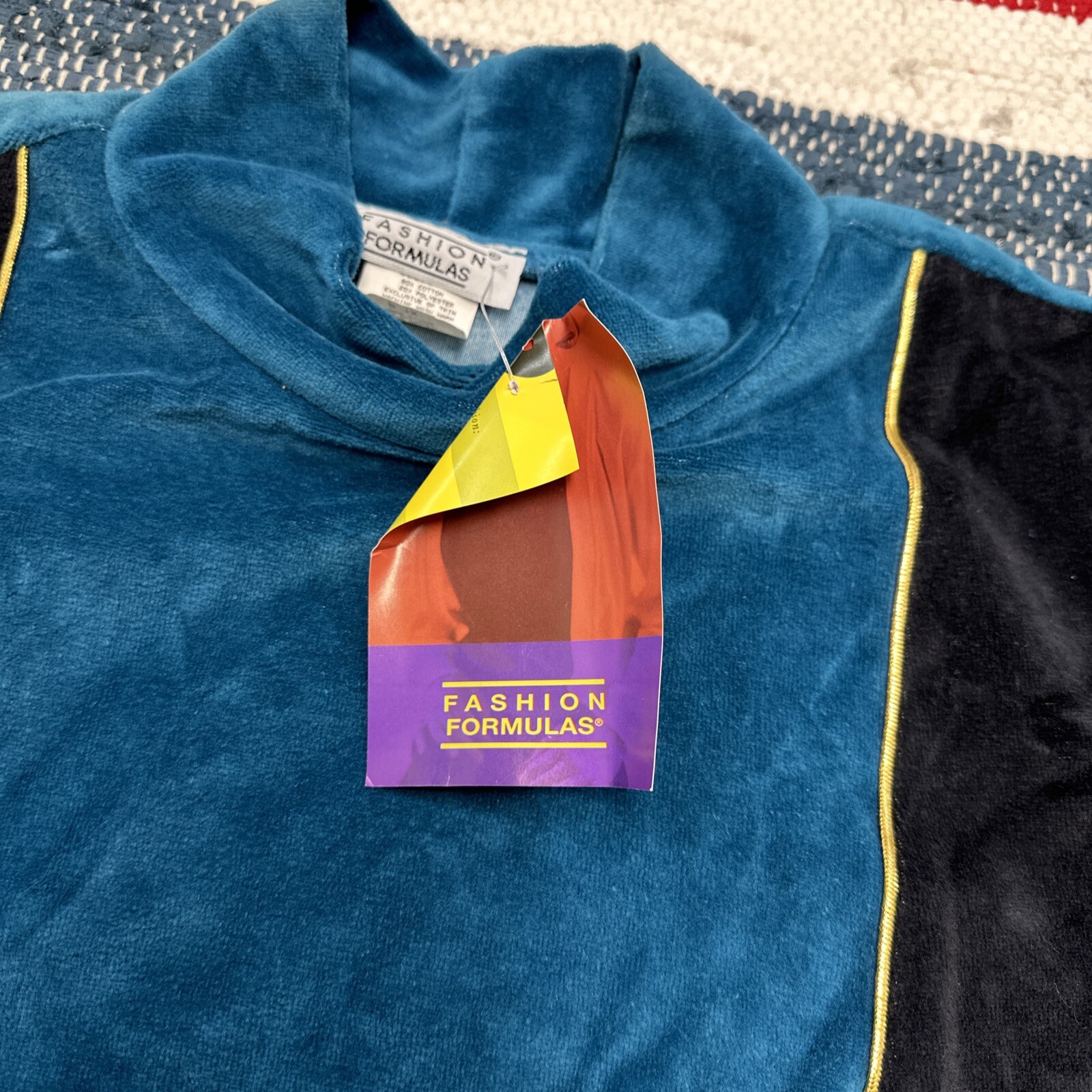 NEW VINTAGE 90s FASHION FORMULA Velvet Felt Shirt Half Sleeve 1X DEADSTOCK
