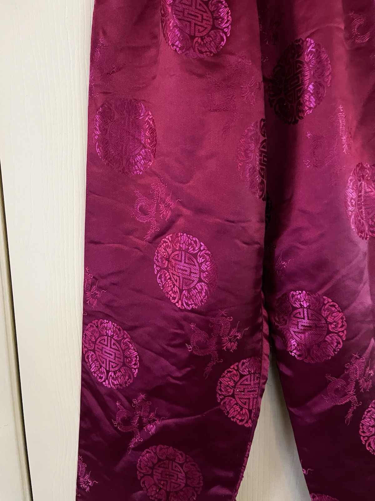 VTG Handmade Asian 70s Brocade Bohemian Festival Hippie Satin Pants S
