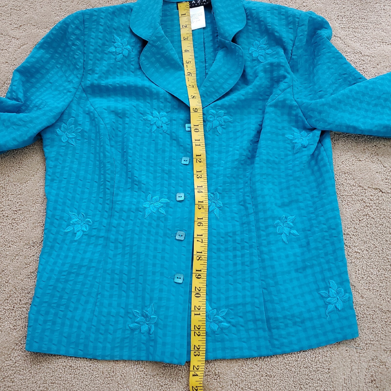 Vintage Plaza Collection Two Piece Dress Sheath And Jacket Set Size 10 Aqua Blue