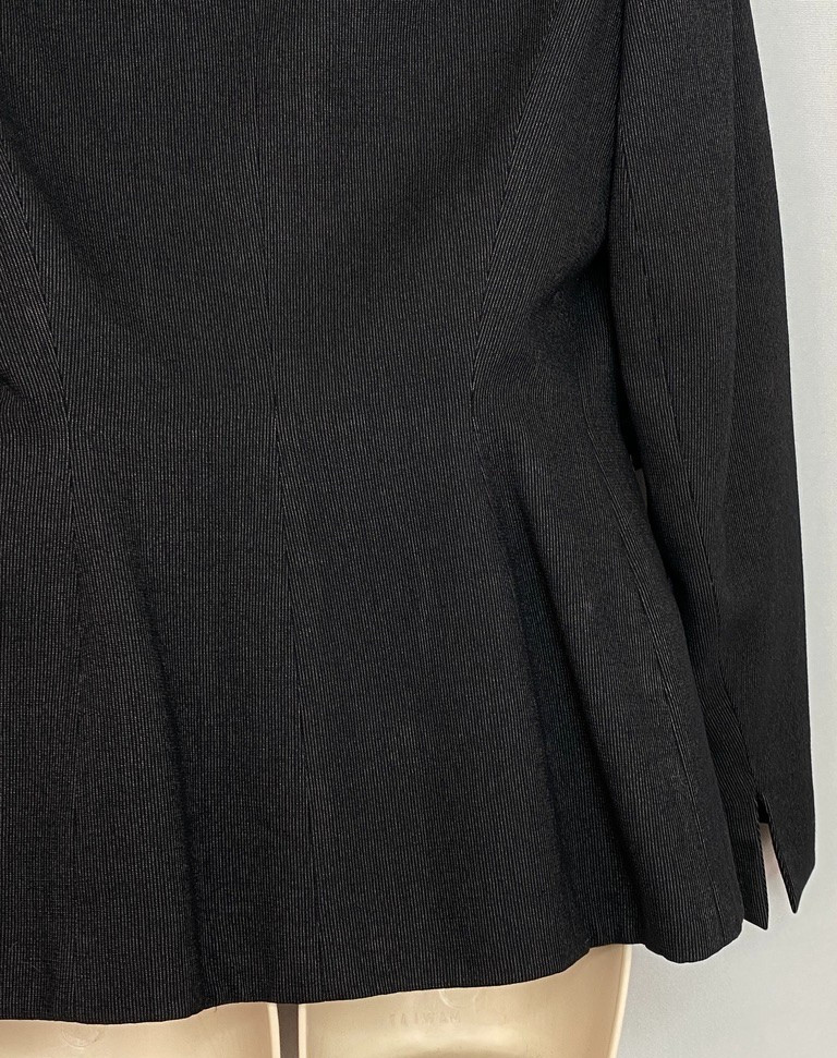 Vintage 1950s black wool jacket S WALDA SCOTT dark gray pinstripes blazer