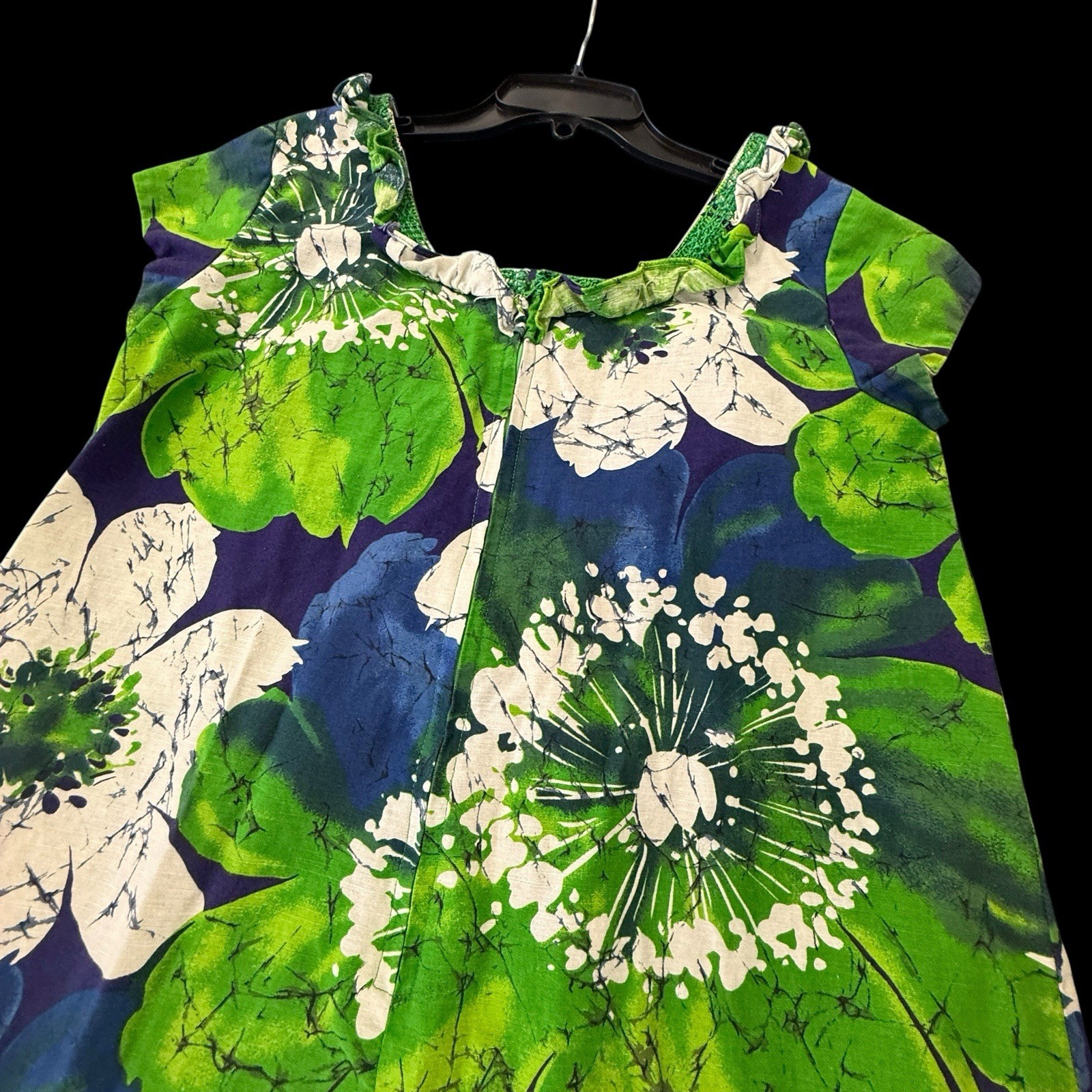 VTG Liberty House Of Hawaii Barkcloth Flower Power Maxi Dress MuMu Hawaiian