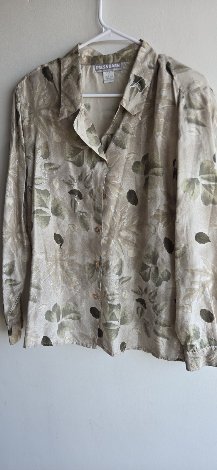 Vintage 80s/90s 100% Silk Long Sleeve Floral Design Y2K Blouse Size M Retro