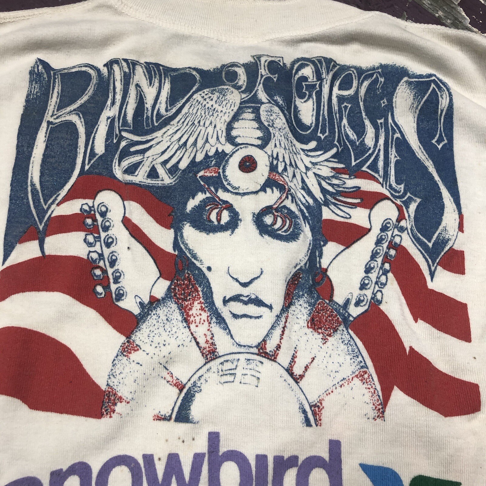 RARE VTG 70s 80s Band of Gypsies Jimi Hendrix Test Print Long Sleeve Shirt Sz XS
