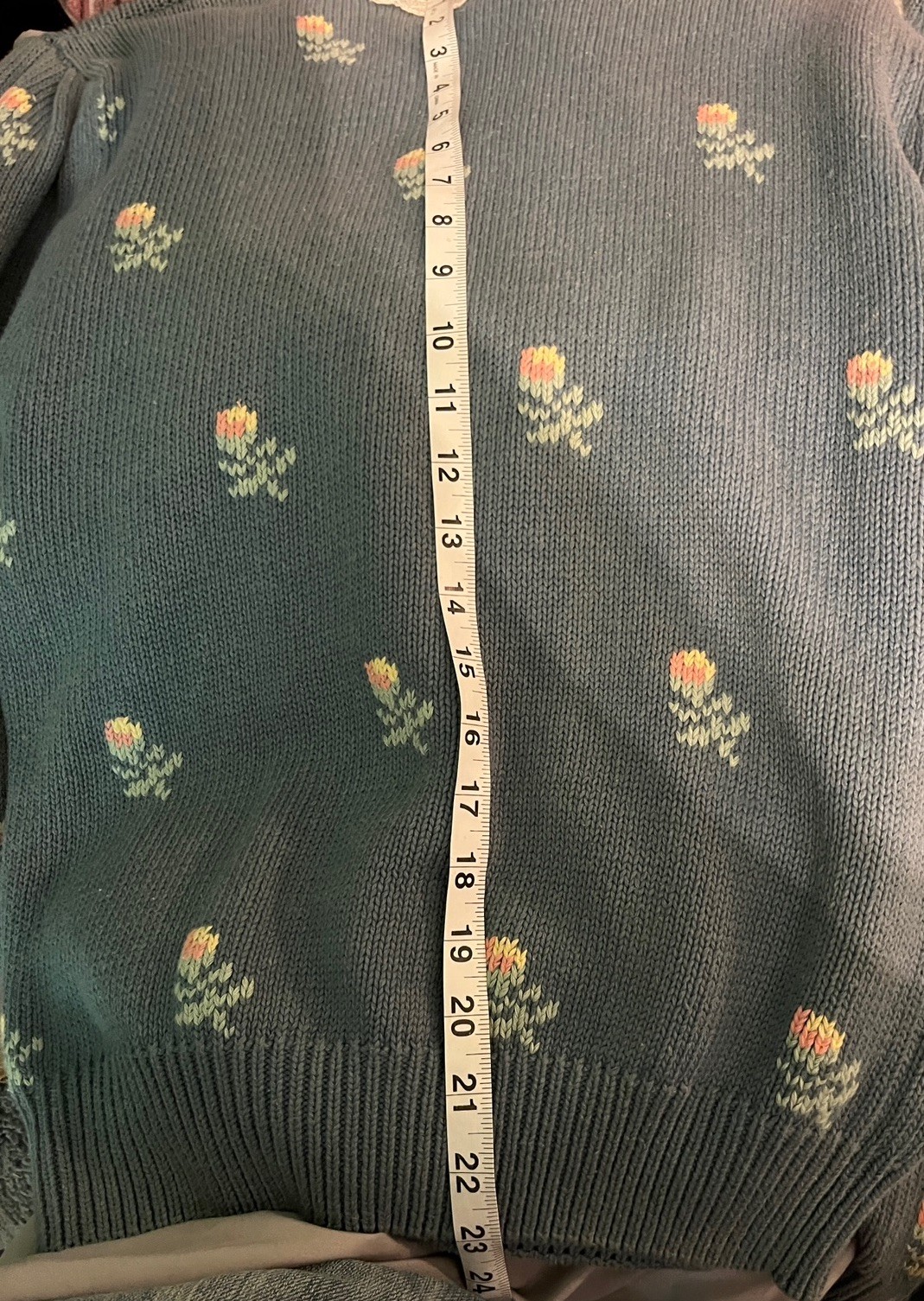 Cambridge Spirit Sweater, Women’s M Blue Floral Lace Grandma Cottage Core Fairy