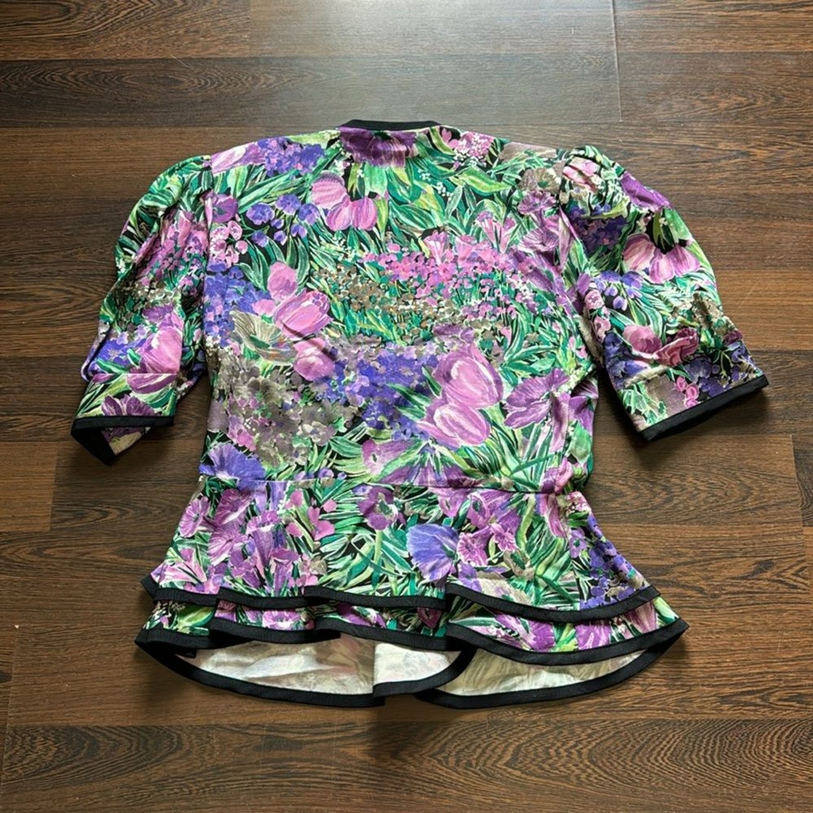 Lady Carol of New York Vintage Peplum Top & Skirt Set Floral 16
