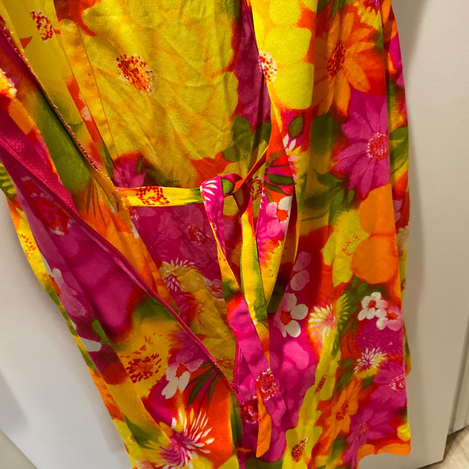 Vintage 60s 70s Hawaiian TIKI Dress The Sample Shop Hawaii Day Glow Floral XXL