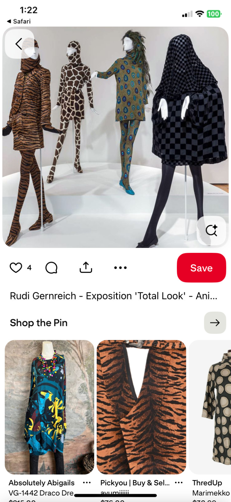 * ICONIC * TOTAL LOOK * RUDI GERNREICH * 1966 *CHEETAH* PRINT MINI DRESS *