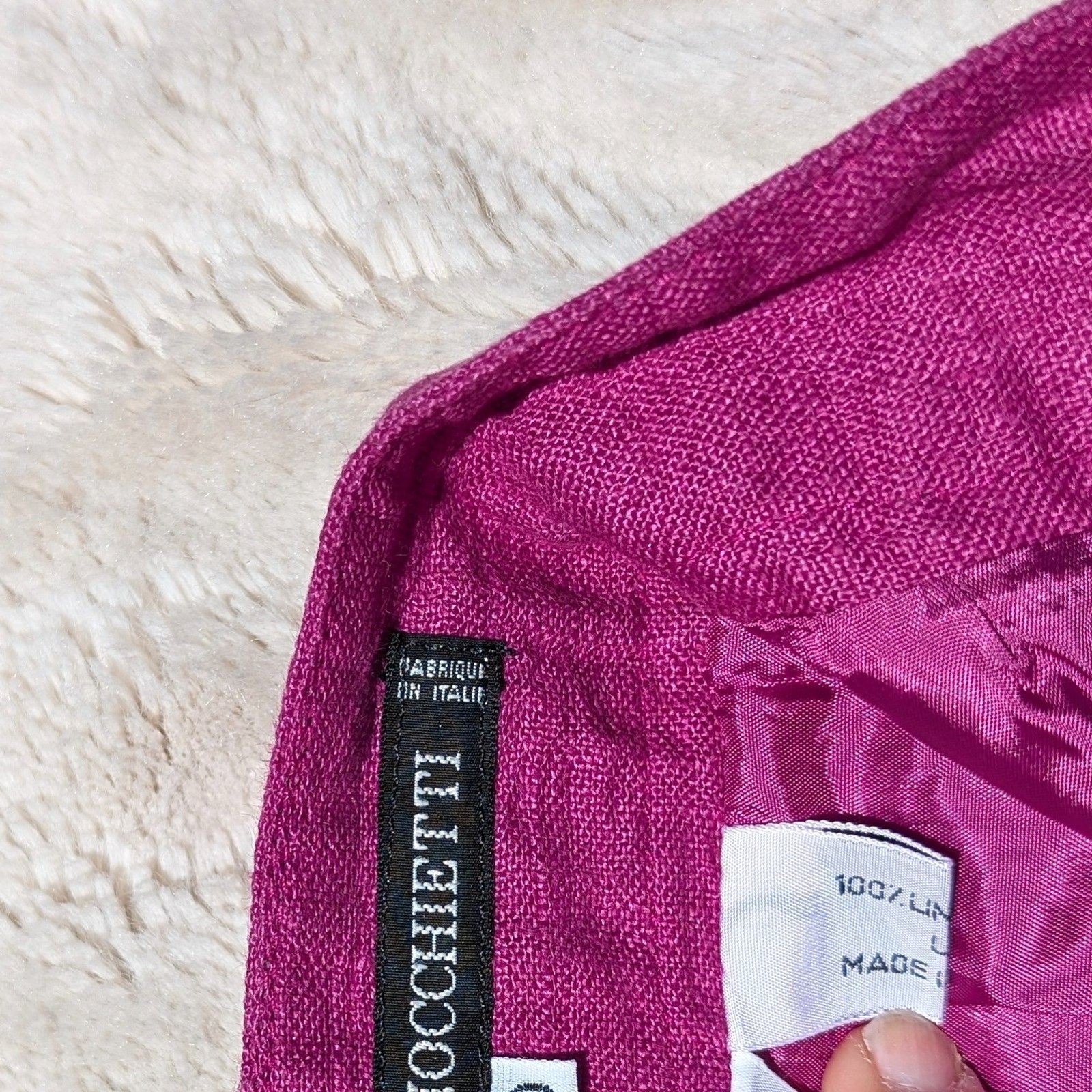 VTG 80s Does 50s Umberto Ginocchietti Italian Pink/Magenta Linen Pencil Skirt/XS