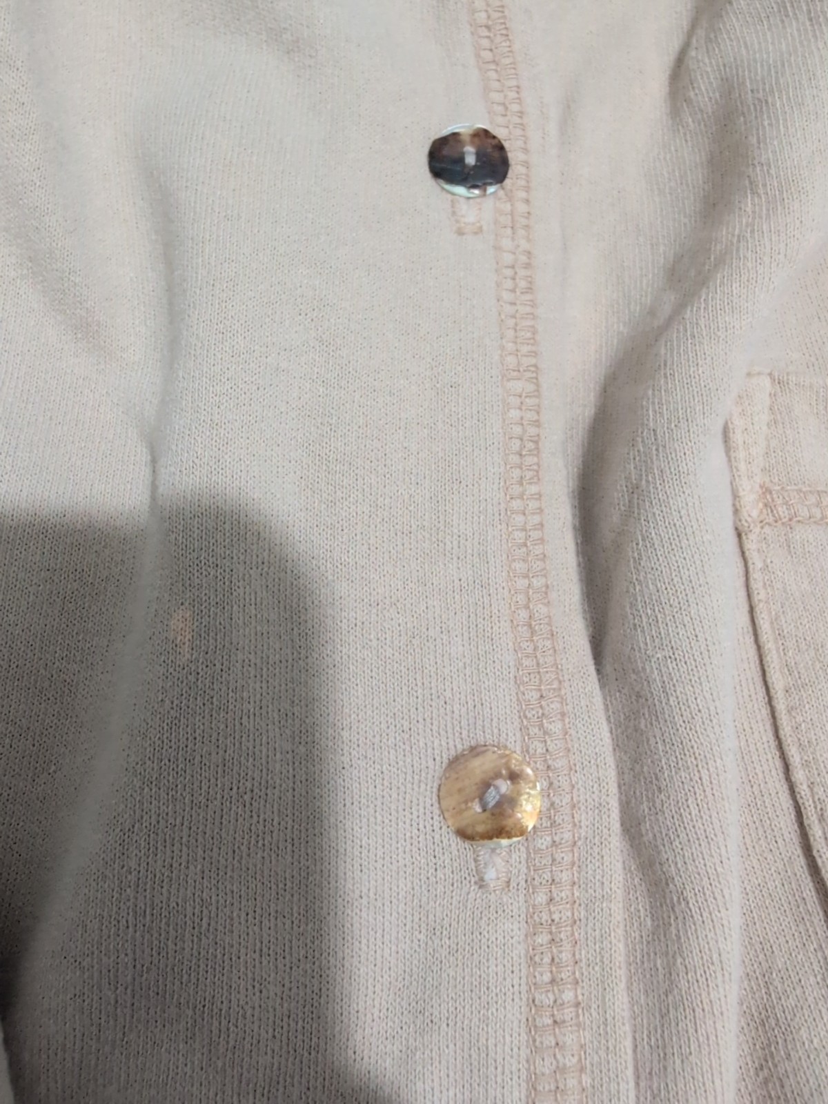 Vintage Cotton Studio Beige Button Shirt USA Made Wom. Sz. M DISCOLORATION SPOTS