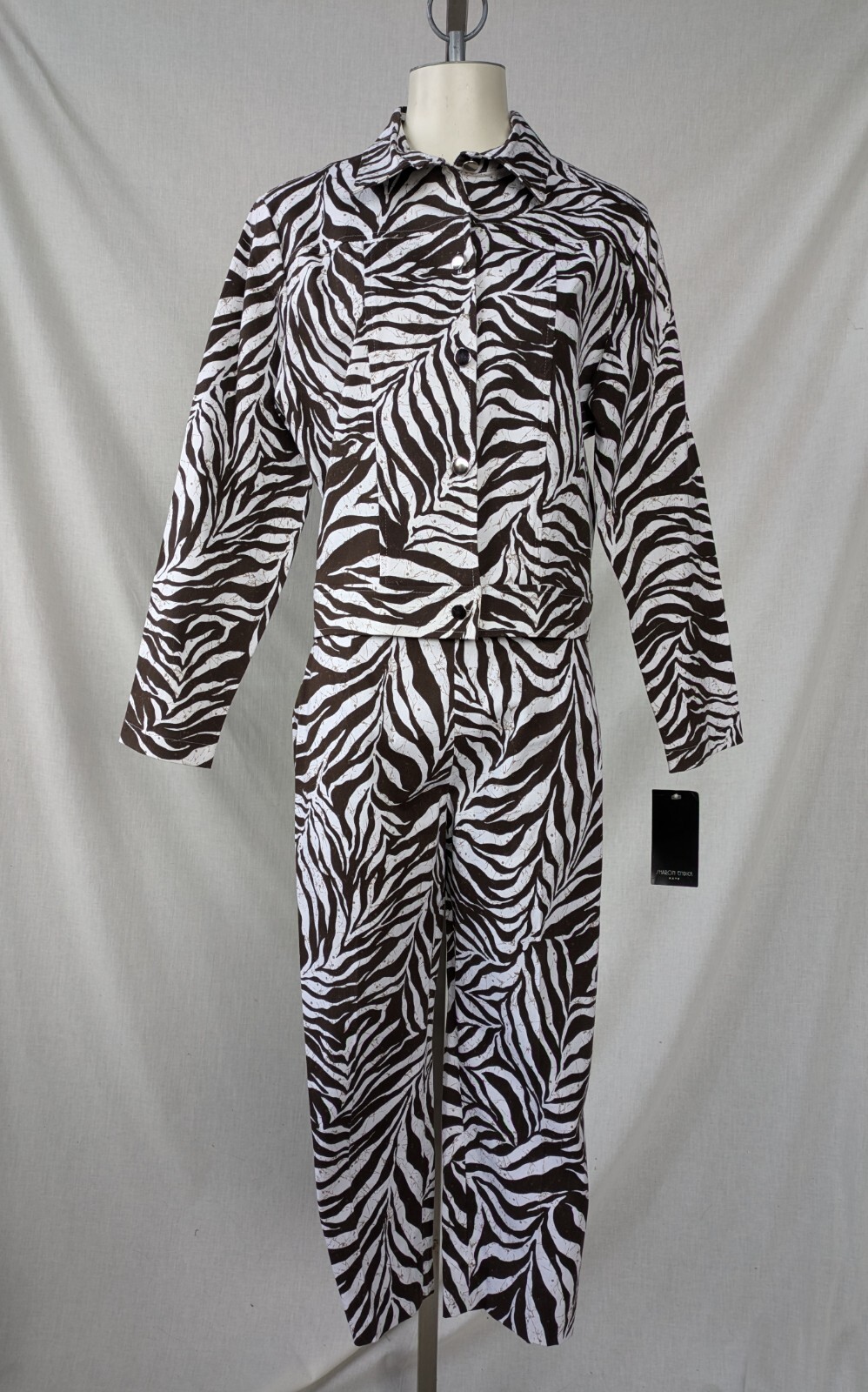 Vintage 1990s Sharon Endick Kate 2 Piece Demim Set Jacket Cropped Pant L NWT