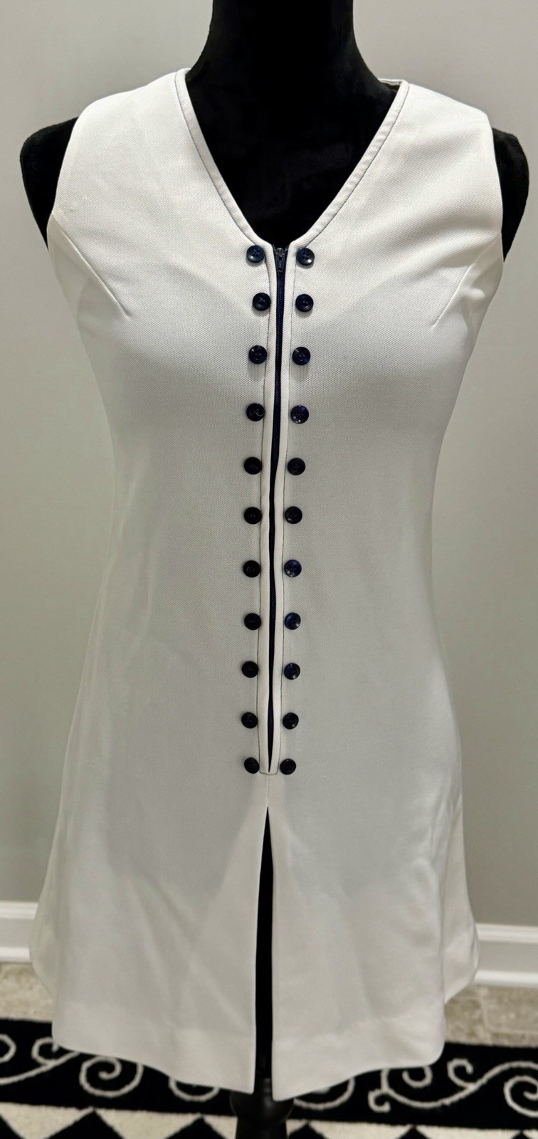 2 Vintage 1970s Women’s Navy & White/Off White Dresses