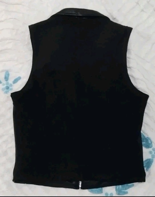 Maxima Wilsons Vest Leather Women’s Size M Med Black Collar Zipper Zip VGC VTG