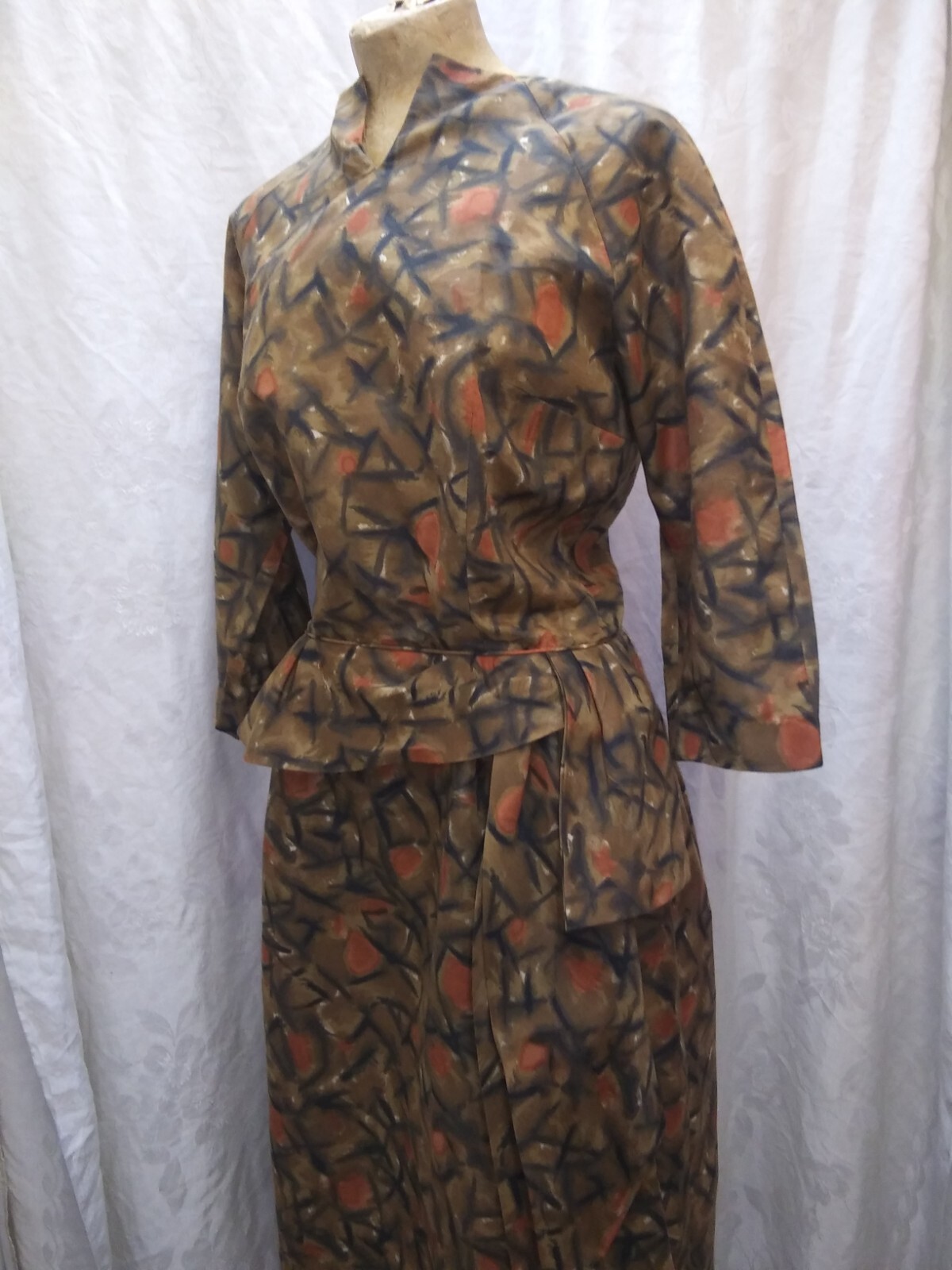 Vintage 1960’s Black Brown Orange Cotton Dress by Jeanne Durrell M/L