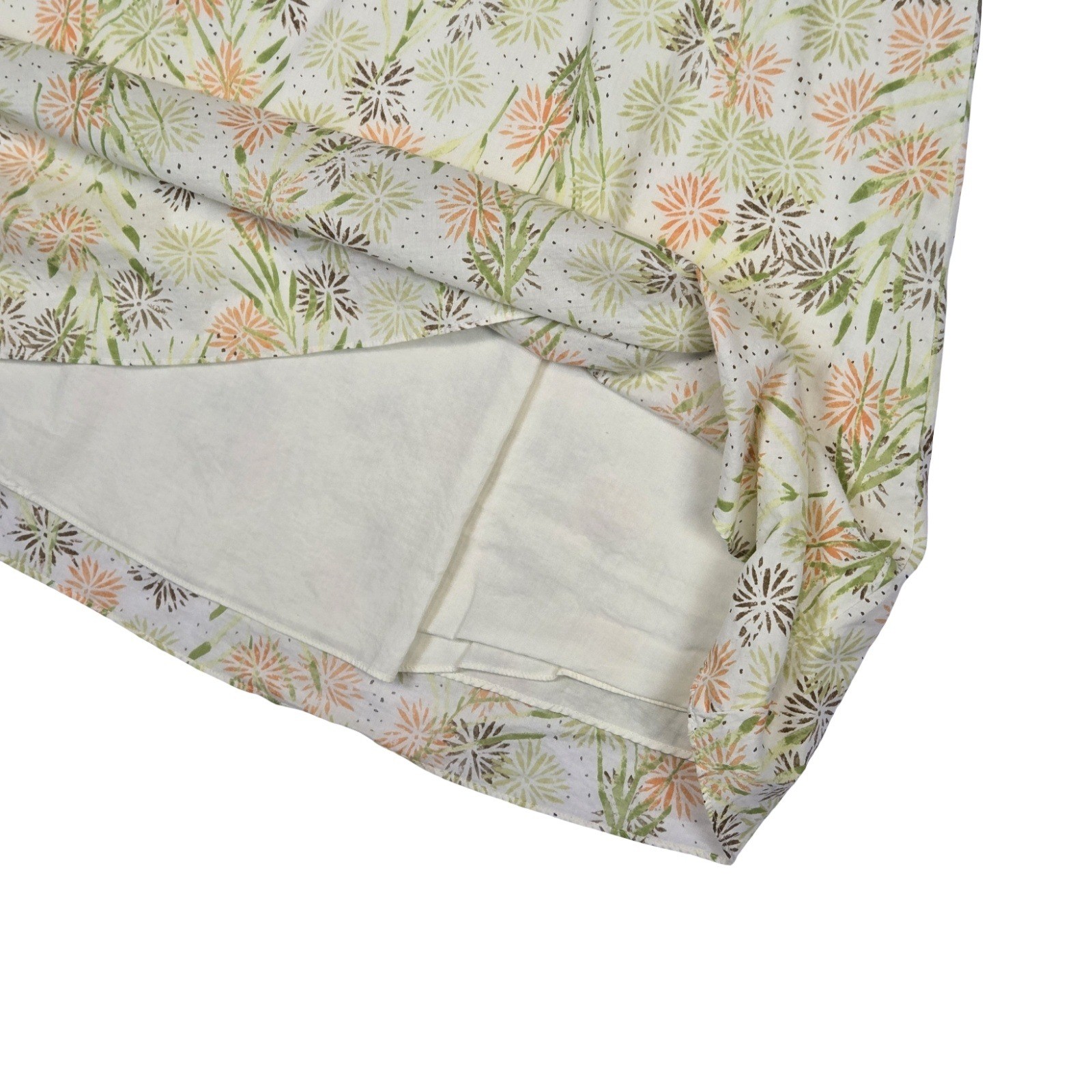 VTG Y2K Sigrid Olsen Floral Cotton A-Line Skirt Green Orange Cream LG 12 Twee