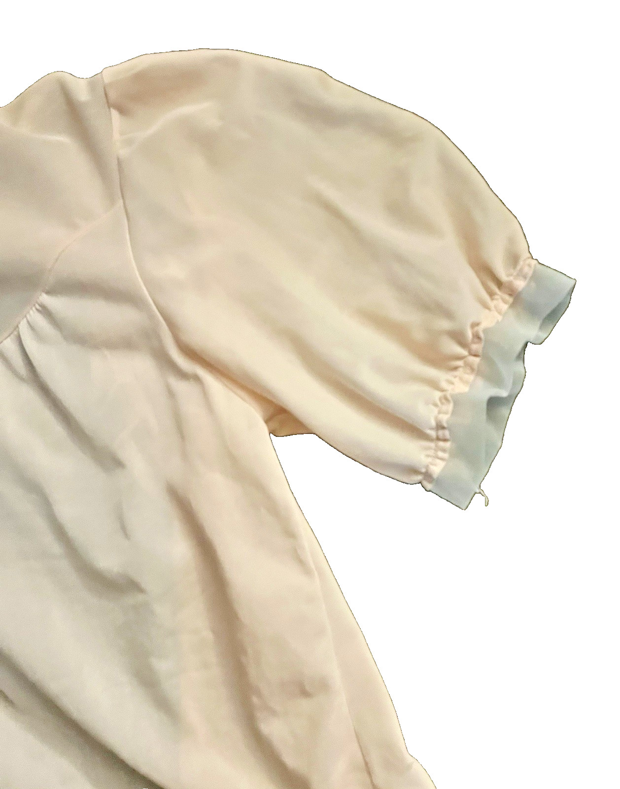 VTG Light Pink Nylon Bed Jacket Top Lace Applique Front Ties Women`s SZ S-M