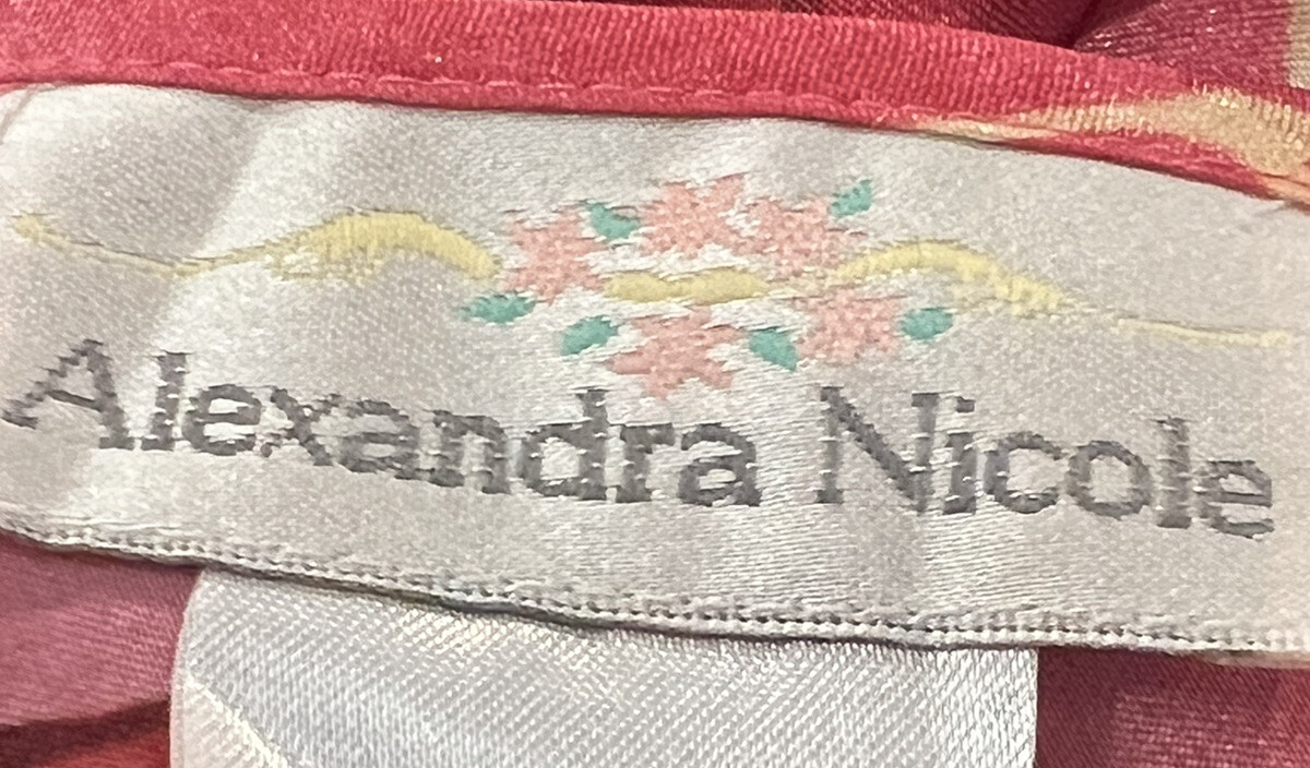 VTG80’s Alexandra Nicole Women’s Red Pink Roses Doubled Spaghetti Straps Slip M