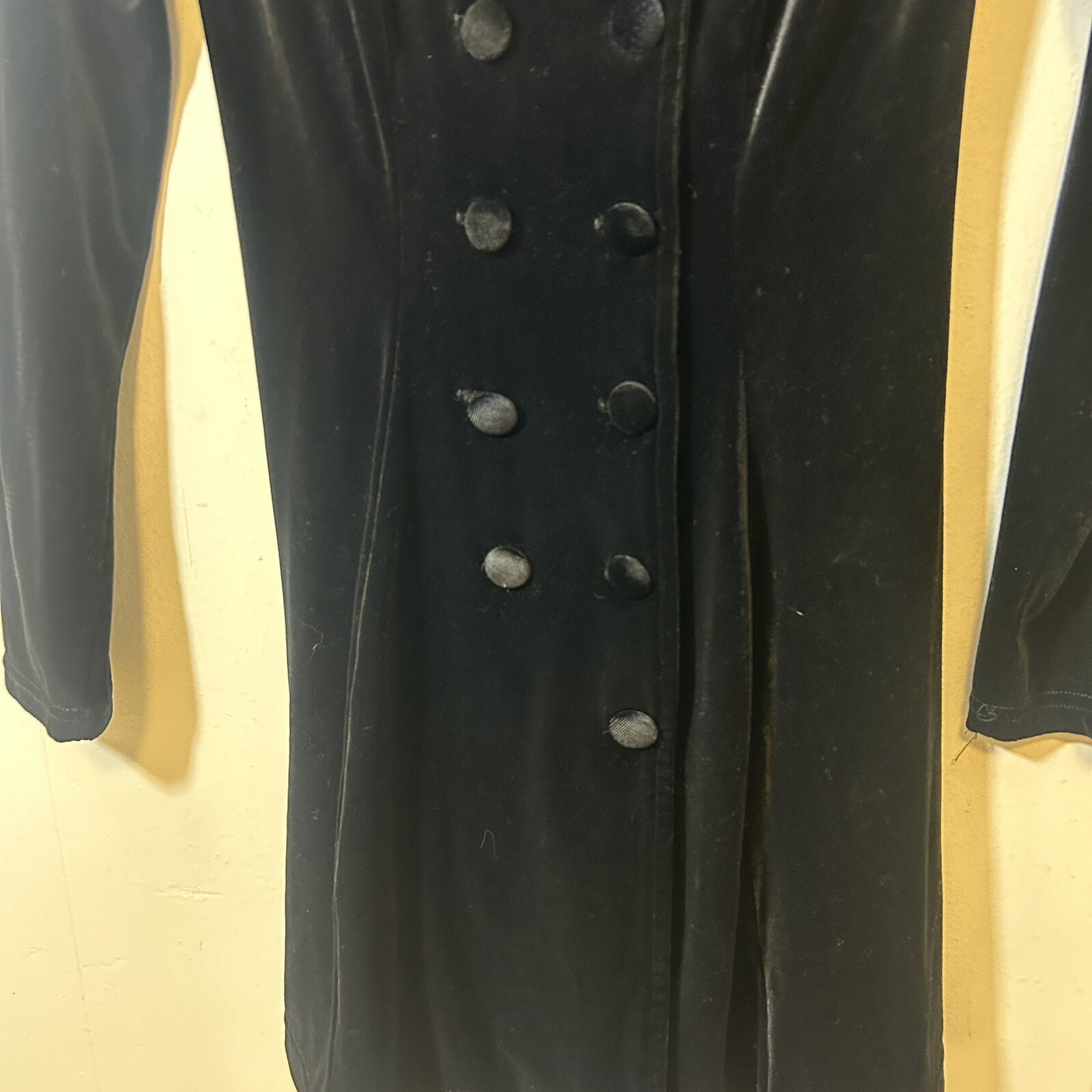 Vintage Luly K Velvet Velour Long Sleeve Mini Dress 80s 90s Y2K Double Breasted