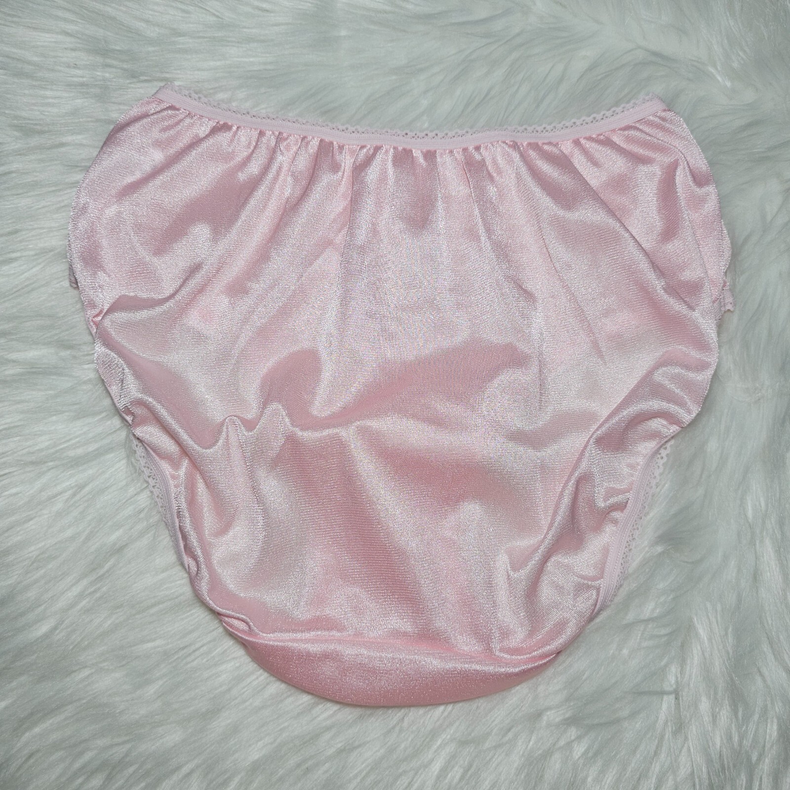 Vintage Silky Pink Panty 100% Nylon Sissy Sheer Brief Size 6-7 Hip 35-39″