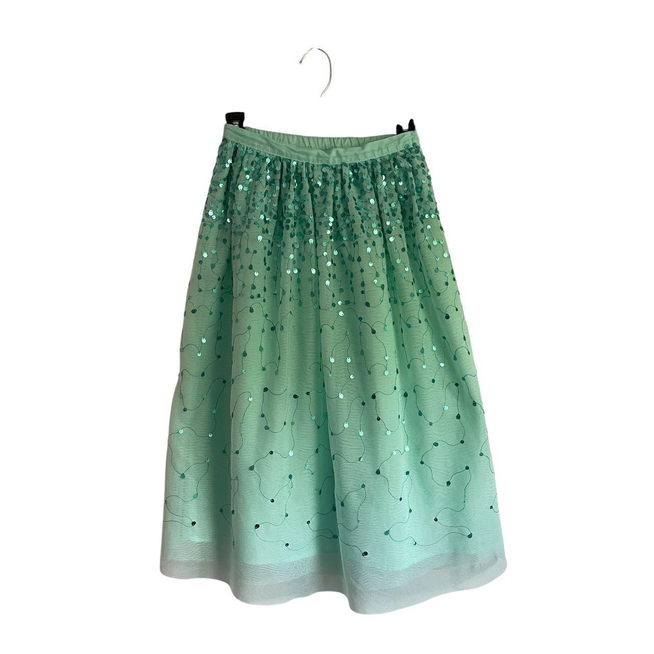 Cat & Jack Seafoam Green Sequin Mesh Skirt: 90s, Y2K