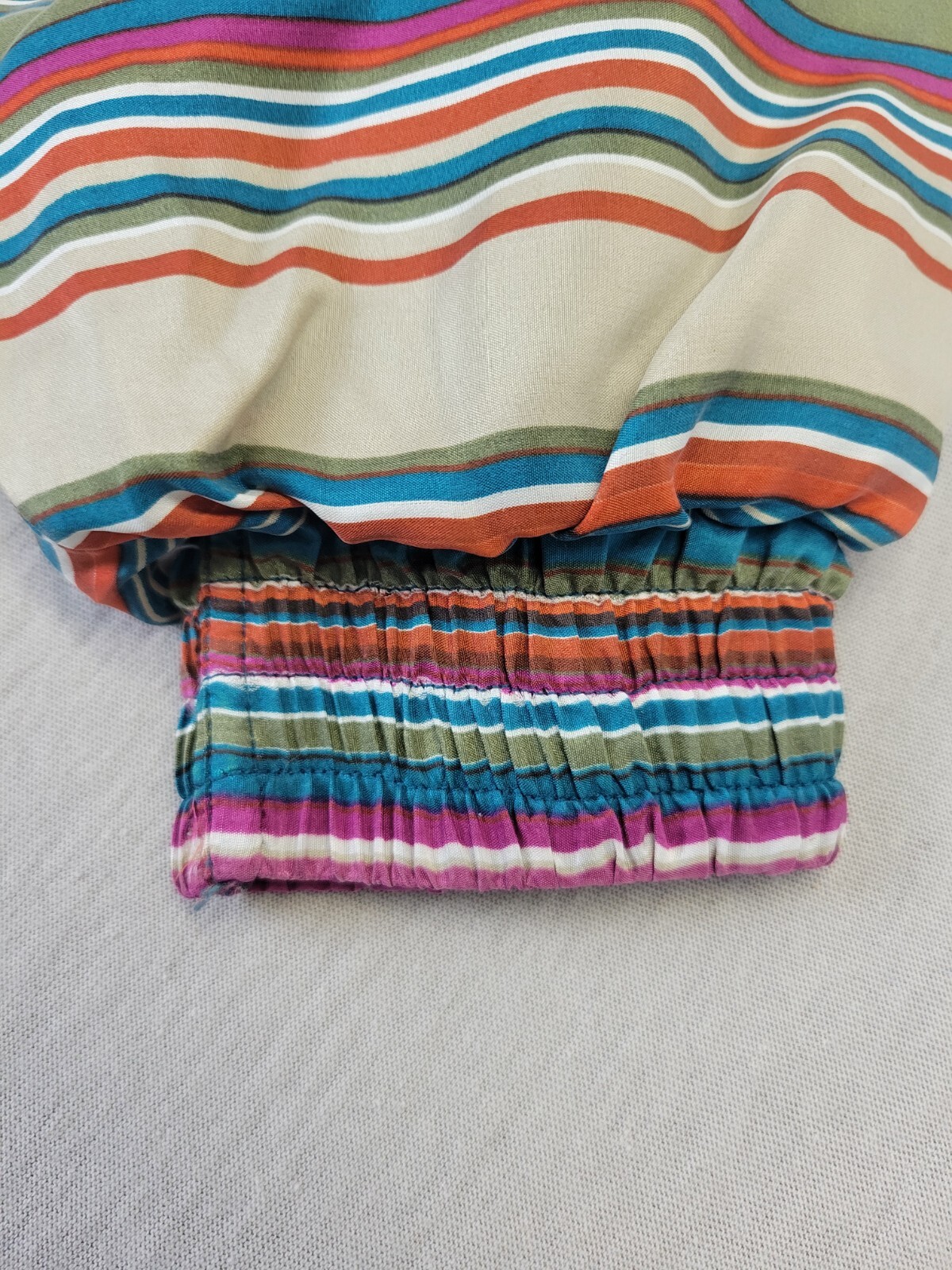 Out Brook Snap Up Track Suit 100% Silk Teal Stripes Boho 80’s Vintage