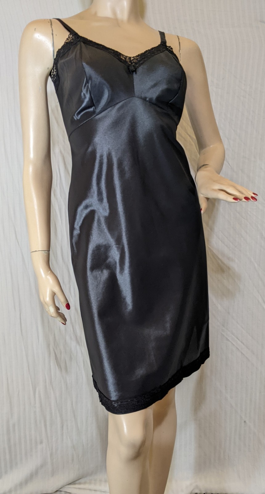 Vintage Black Slip Shiny 1960s Smooth Sexy Slip