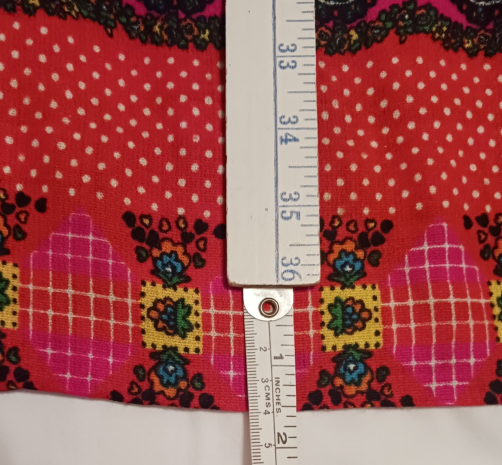 BoHo Hippie 1970s Maxi Skirt Hot Pink Psychedelic Festival Wear MEASUREMENTS