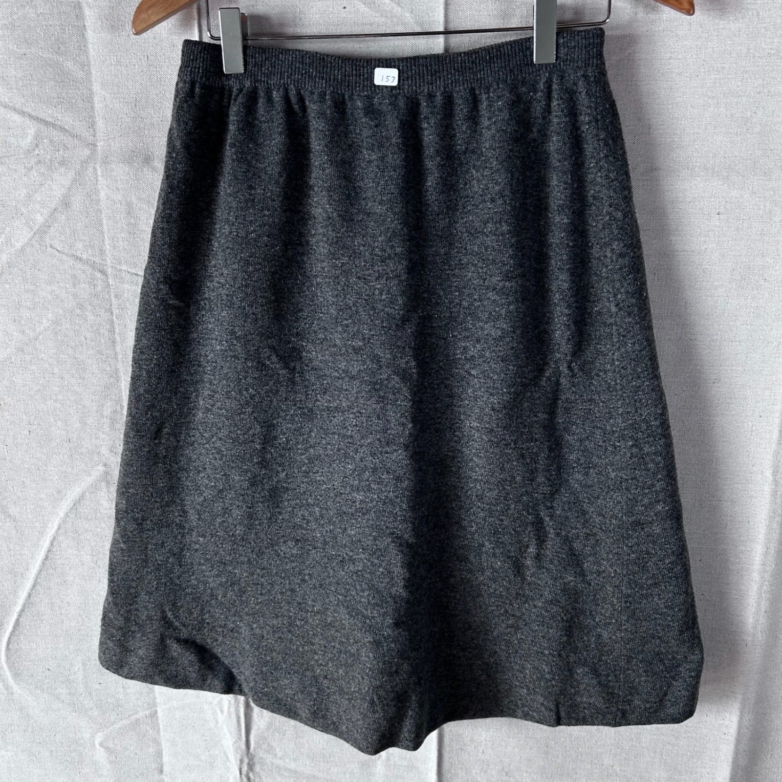 Pringle of Scotland Vintage Wool Grey Knit A-Line Skirt Lined Made in Scotland S