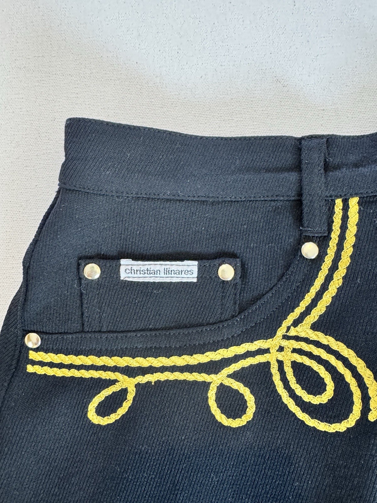 VTG Christian Llinares Wool Mini Skirt Western Embroidery France – EU 44 / US L