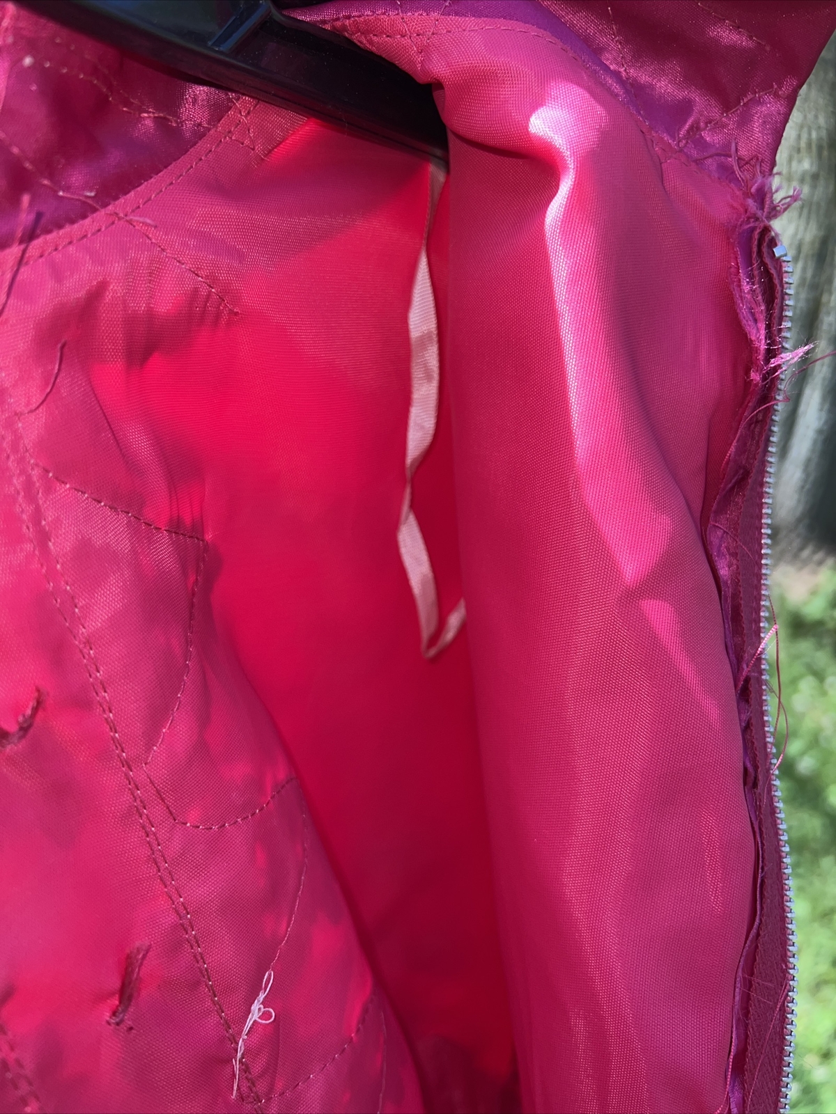 Small Vintage Cottage Core Prairie Long Hot Pink Dress, No Brand Laura Ingalls