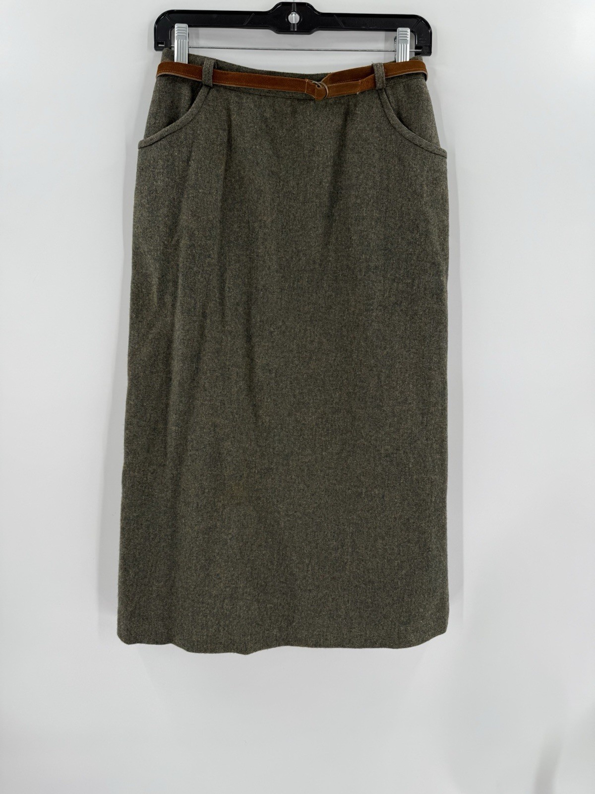 GORGEOUS MINIMALIST VINTAGE John Meyer Green Maxi Pencil Skirt 100% WOOL Size 12