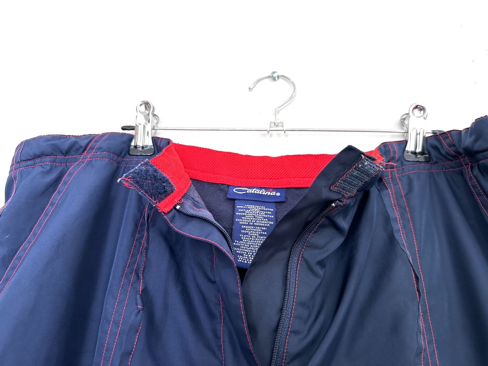 Vtg 90s Catalina Women’s L 12-14 Nylon Track Pants Wind Breaker Suit Blue Y2K