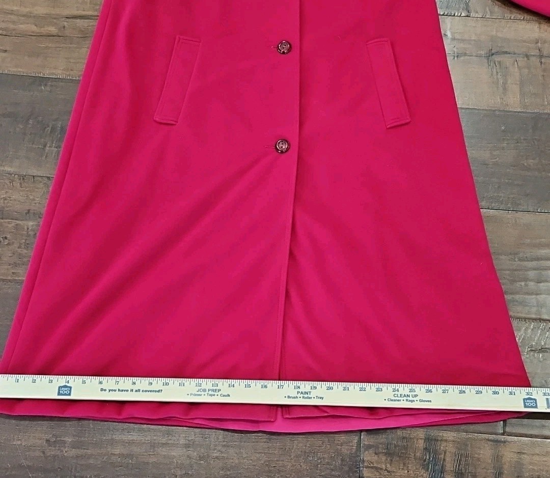 Vintage 70s Kashmiracle Wellington Red Coat Tea Length Fully Satin Lined L/XL