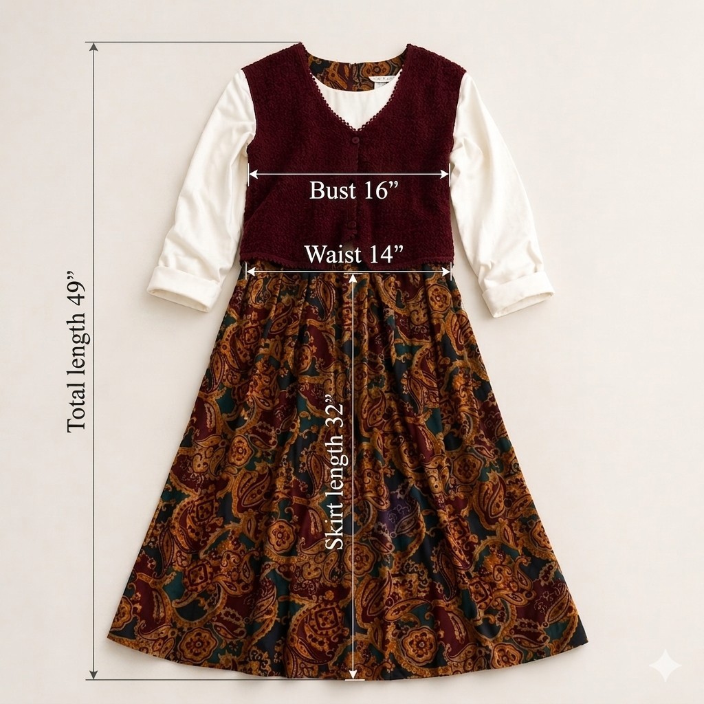 Vintage Miss Dorby Velvet Burnout Vest English Country Tapestry Dress Size 10