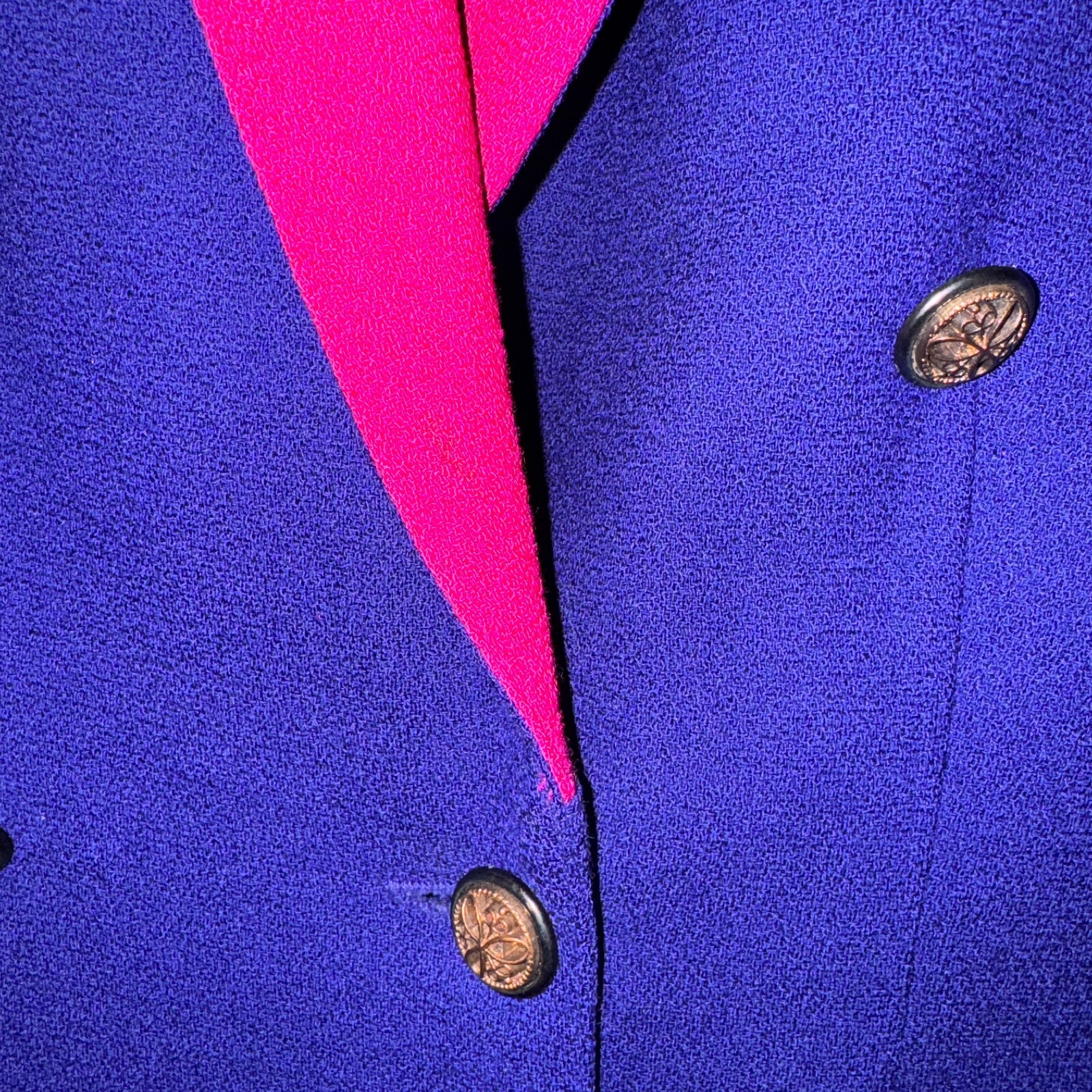Vintage 80’s Alberto Makali Purple Hot Pink Colorblock Wool Blazer Jacket Size 6