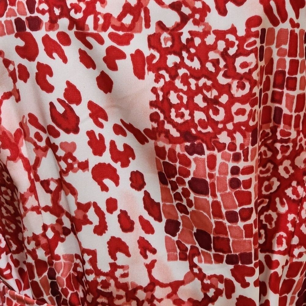 Vintage 90s Sag Harbor Missy Red Printed Midi Belted Dress Size 16
