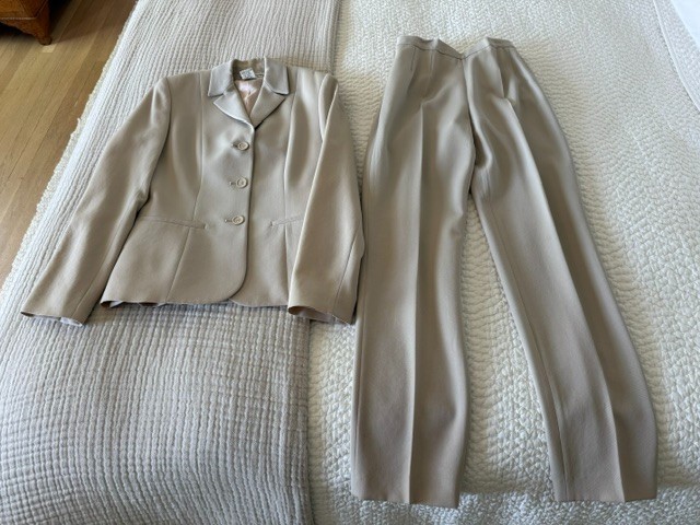 Vintage 1997 Regina Rubens Wool Pant Suit Size T1 / Pants 38 Beige/Stone Color